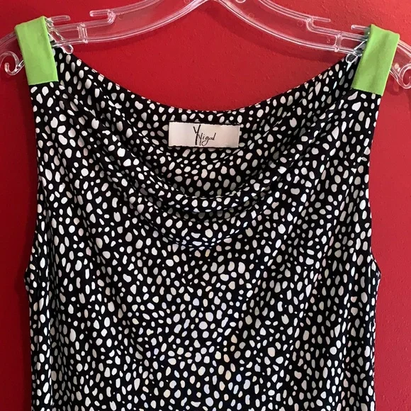 black white and lime green dress Lime Green Satin Draped Dress with Silver Embroidery S